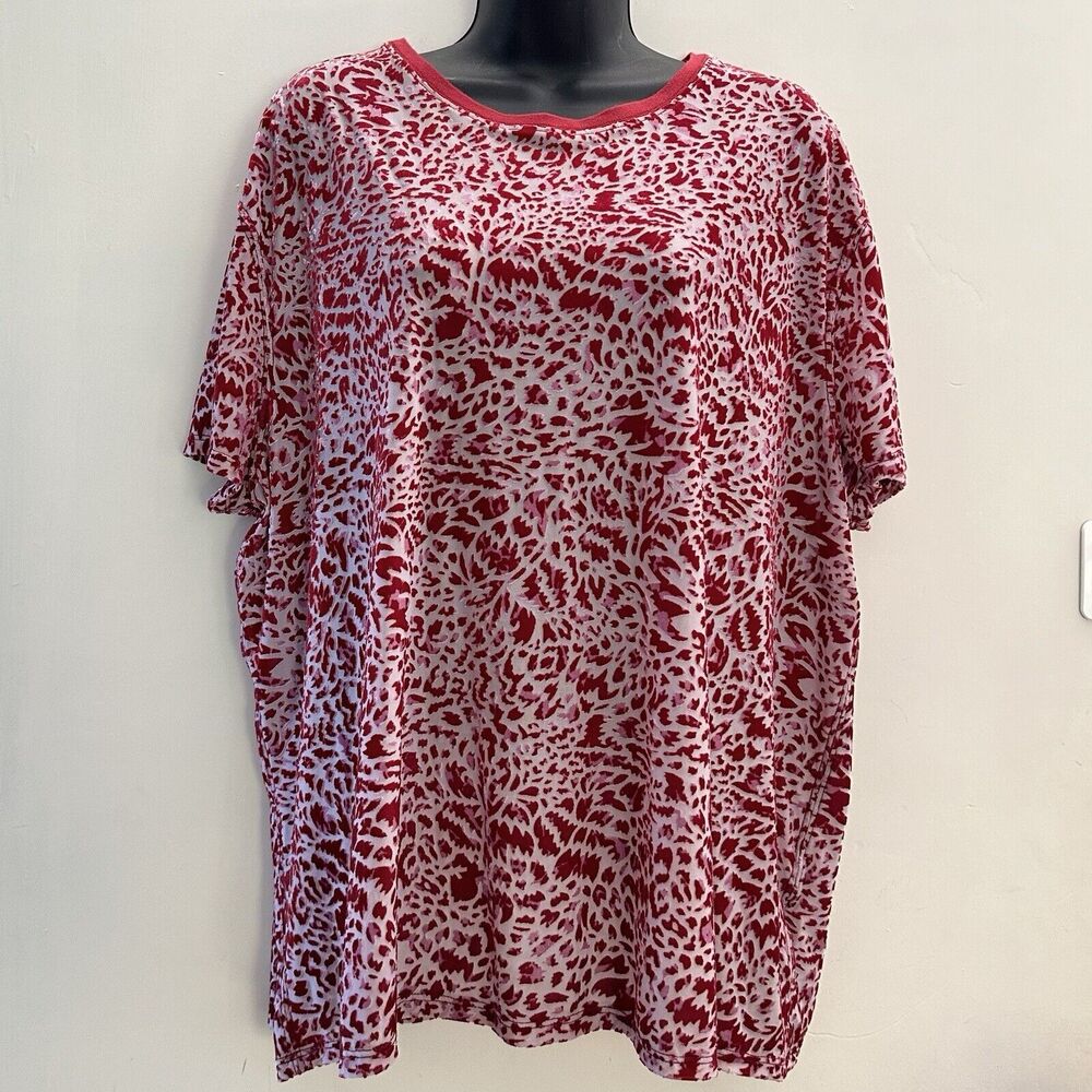 We The Free People Women Small Red Teddy Velvet Semi-Sheer Short Sleeve Shirt